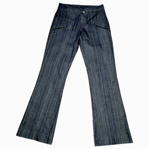 Vintage Nolita Flare Denim With Zippers Dark Wash Stripes Double Seams
